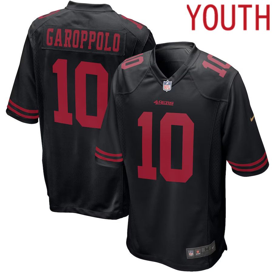 Youth San Francisco 49ers #10 Jimmy Garoppolo Nike Black Player Game NFL Jersey